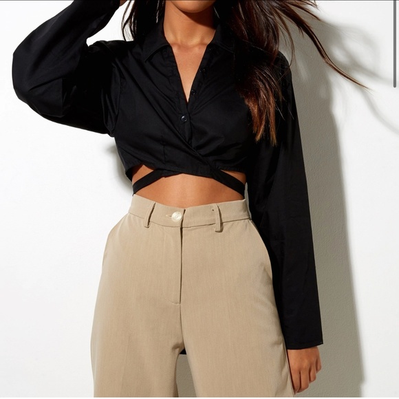 Motel Rocks Tops - Motel Rocks Elyse Crop Top (Black)